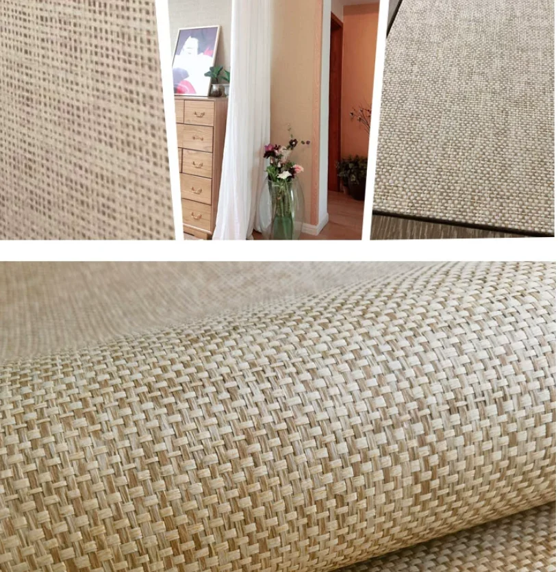 Imagem -02 - Papel de Parede de Pano de Grama Natural Hotel Decore Novo Design