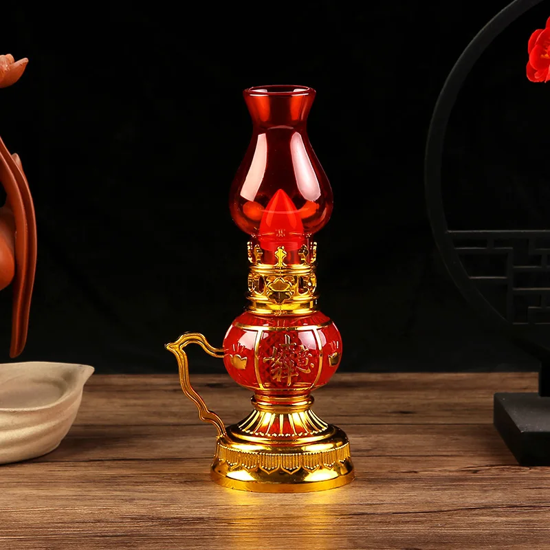 Crystal dual bright perpetual light battery model, God of Wealth and Buddha in front of the wedding celebration, happy wedding