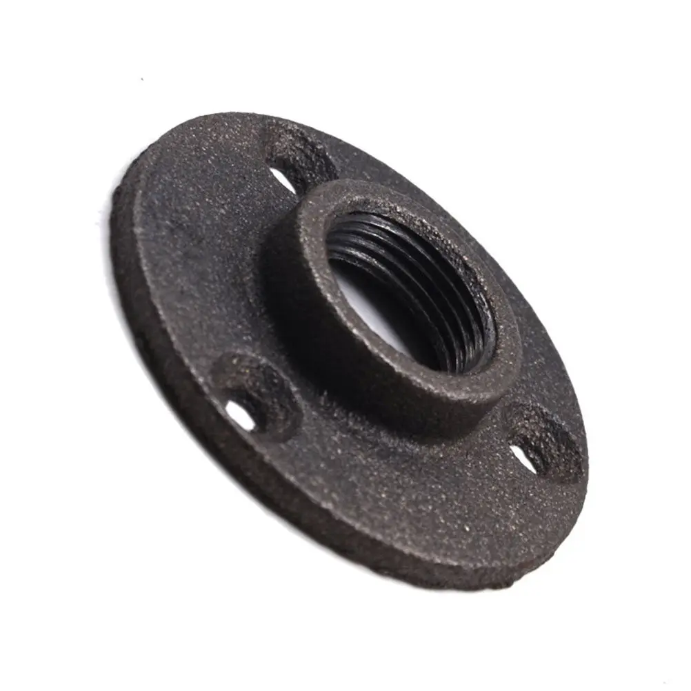 10Pcs Wall Mounted Flange Iron Pipe Fittings Malleable Threaded Floor Flange Industrial Shelving Curtain Rail Base