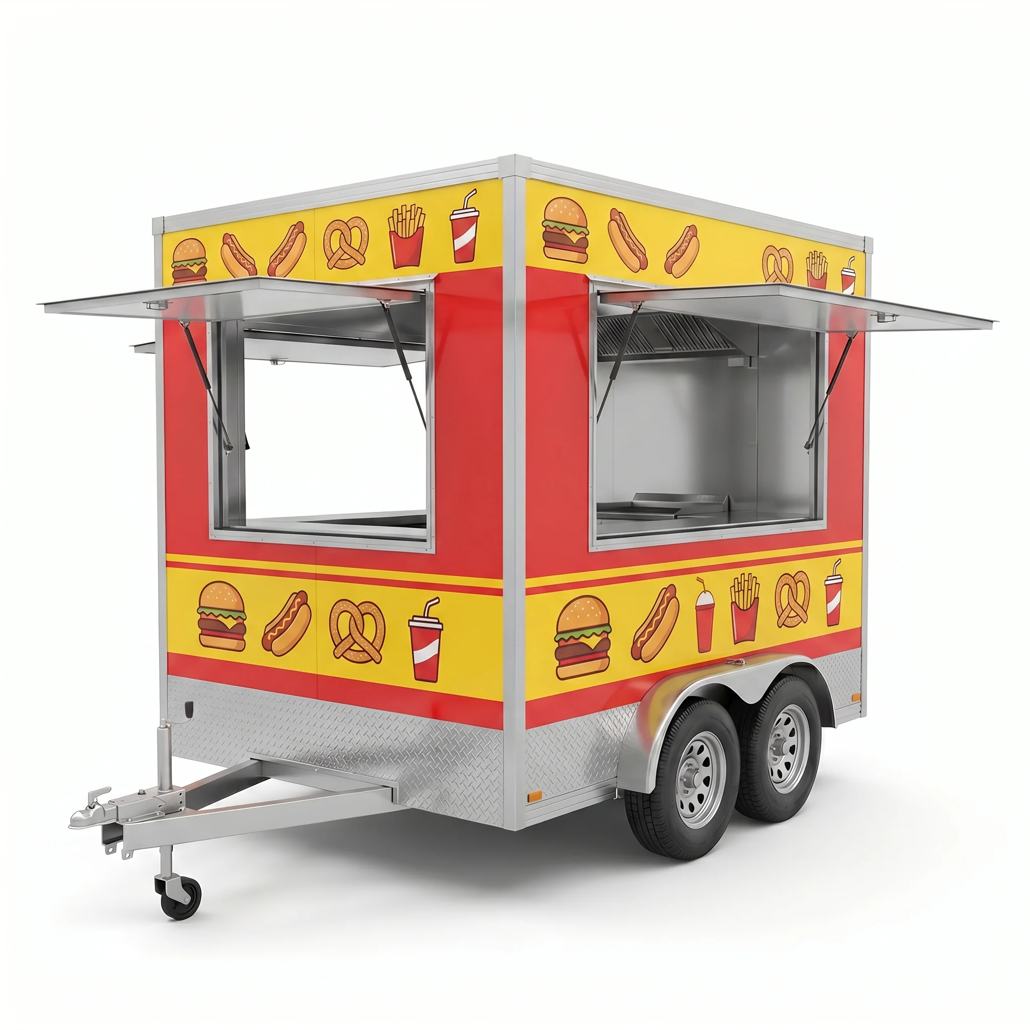 Street Legal Square Food Truck Mobile Park Vending Box Cart Outdoor Camping Coffee Trailer For Scenic Area Food Catering