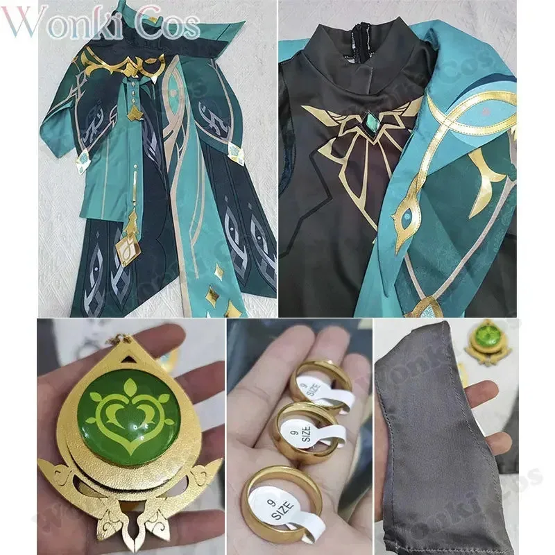 

Alhaitham Cosplay Costume Game Impact Al Haitham Cosplay Wig Grey Sumeru Full Set Outfits with Headphone Props