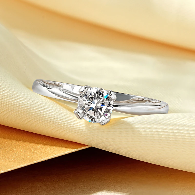 Rrjzz Runder Solitär-Moissanit-Diamant-Verlobungsring in Silber- und Goldfarbe, Zeitlose Eheringe für Frauen, Leichterer Schmuck – Detail 13