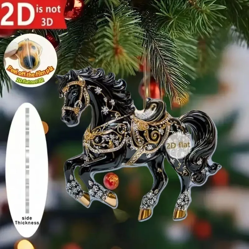 

Acrylic Horse Keychain Pendant Decoration Backpack Gift Charm Christmas Tree Ornament Party New Year Hanging Decoration