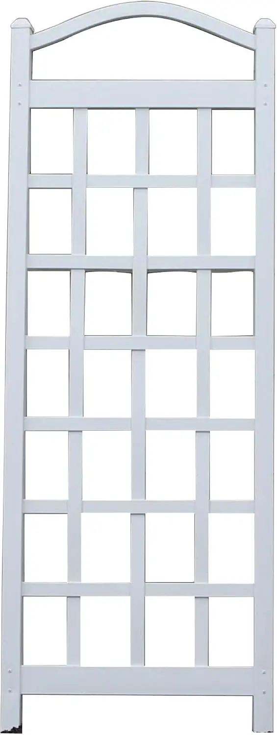 White Vinyl Wall Mount Plant Trellis, Decorative Outdoor Grid Lattice Frame for Climbing Flowers, Durable PVC Garden Support Stand for Ivy Vines and Vegetables, White