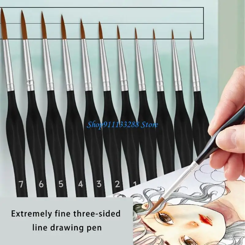 G88D 11Pcs Detail Paint Brush for Acrylic Watercolor Gouache Oil Face Painting Model Figurine Artwork Miniature Paint Brus