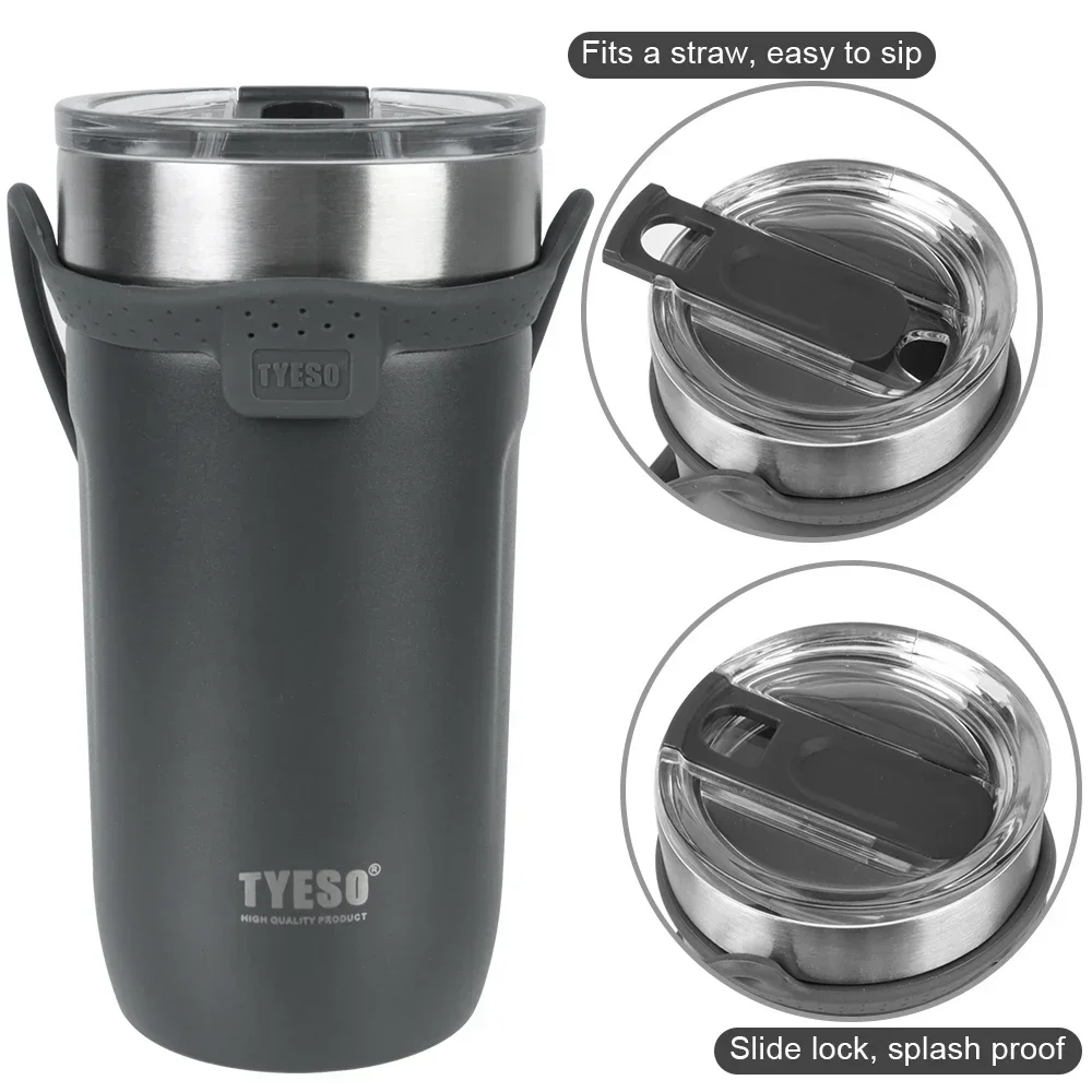 

Car Vacuum Flask with Non-slip Case Travel Insulated Bottle 550ml Coffee Thermos Mug Large Capacity Stainless Steel Water Bottle