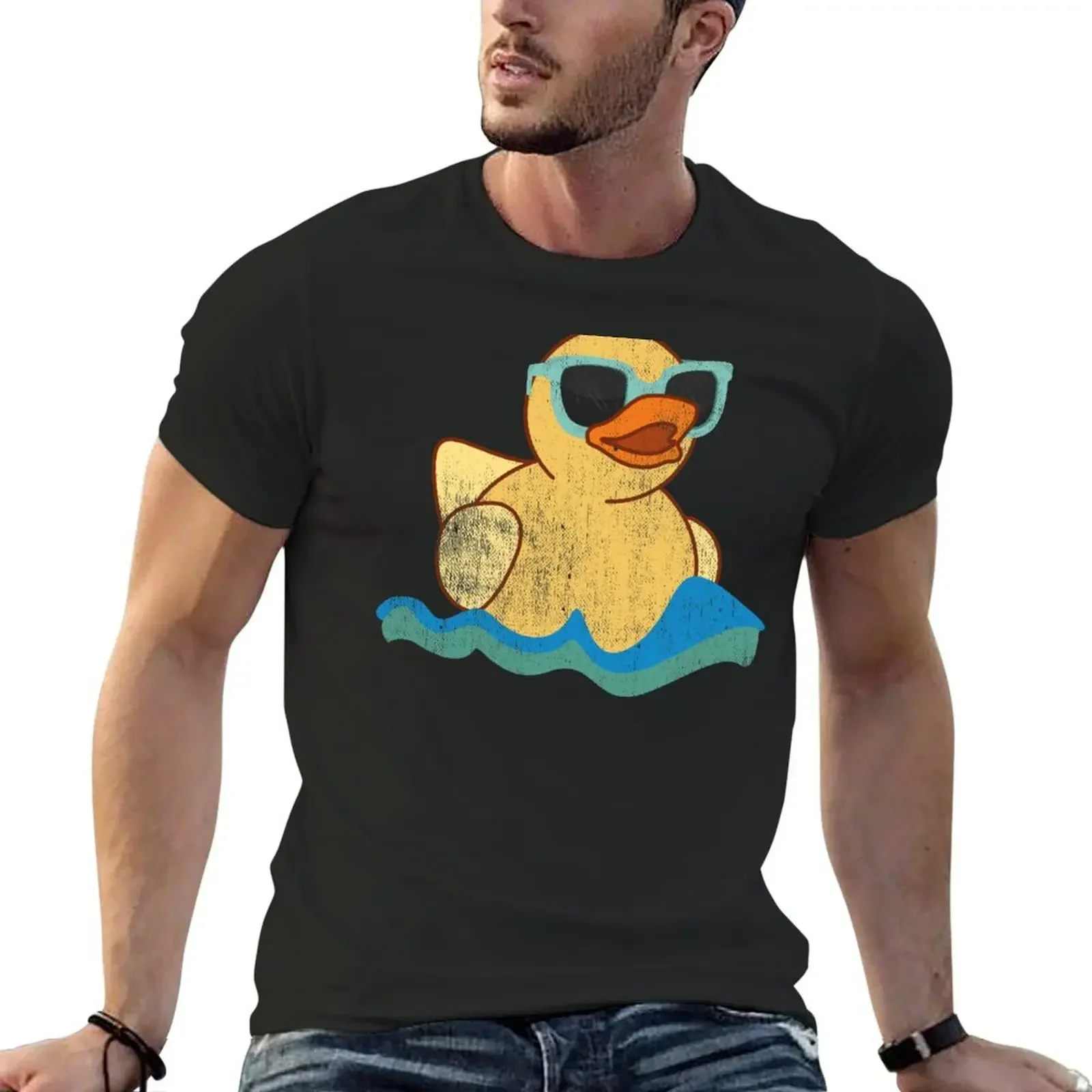 Vintage Cute Yellow Rubber Duckling Art Of Zoo Bath Toy Rubber Duck Ducky T-Shirt tees anime t shirts shirts men graphic