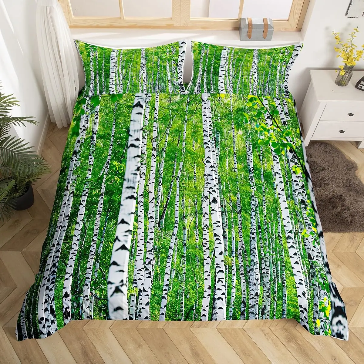 Botanical Tree Duvet Cover Set Full Queen Smoky Mountain Bedding Set Natural Scenery Comforter Cover Rustic Country Quilt Cover
