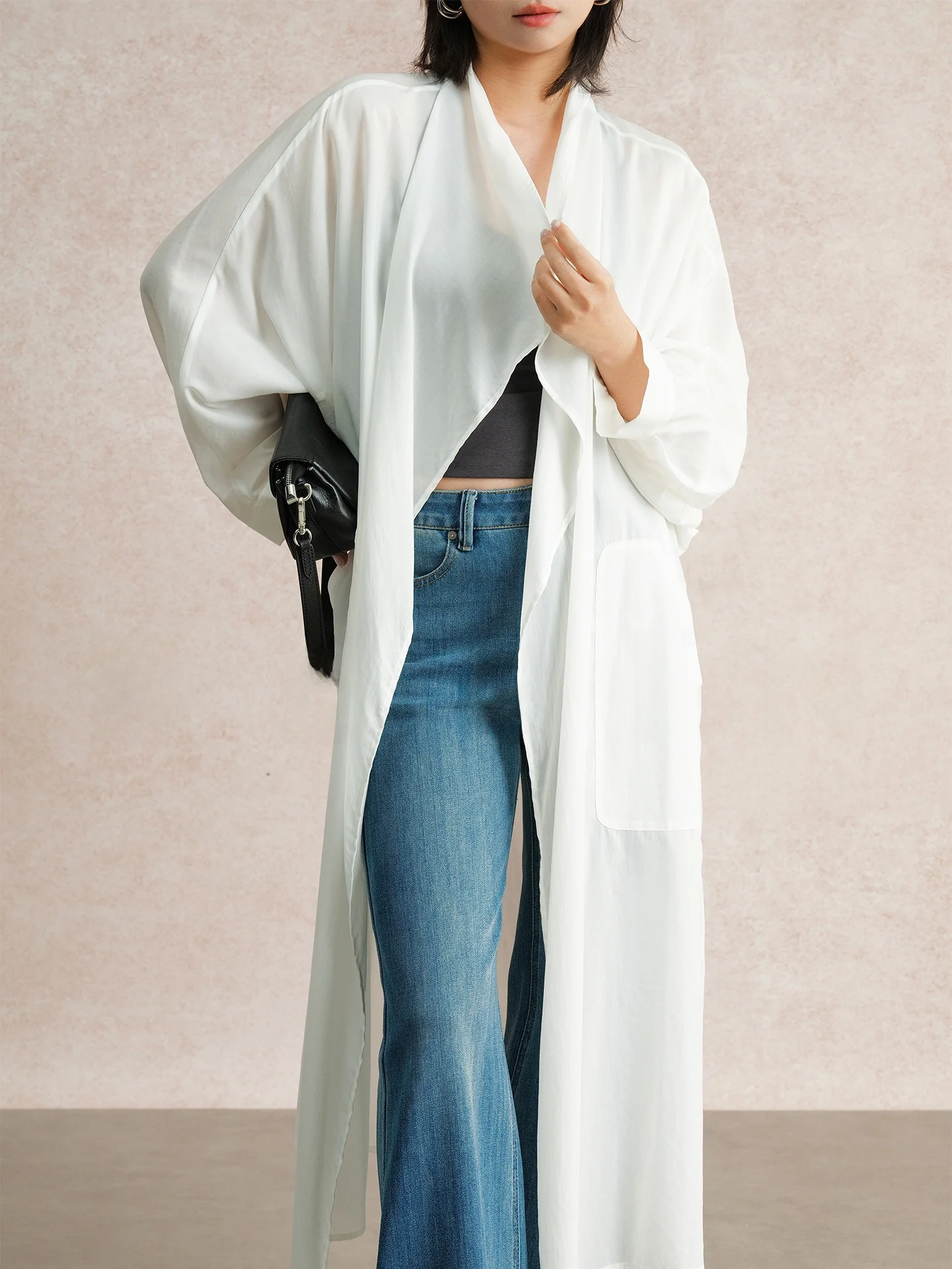 

Belin Summer Poem Collection | Silk-Like Loose Fit Long Sve Windbreaker | Breathable Thin Design with Large Collar | Sun P...