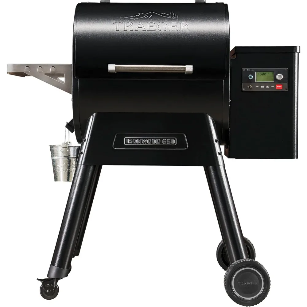 650 Electric Wood Pellet Grill and Smoker, Black, 650 Square Inches Cook Area, 500 Degree Max Temperature