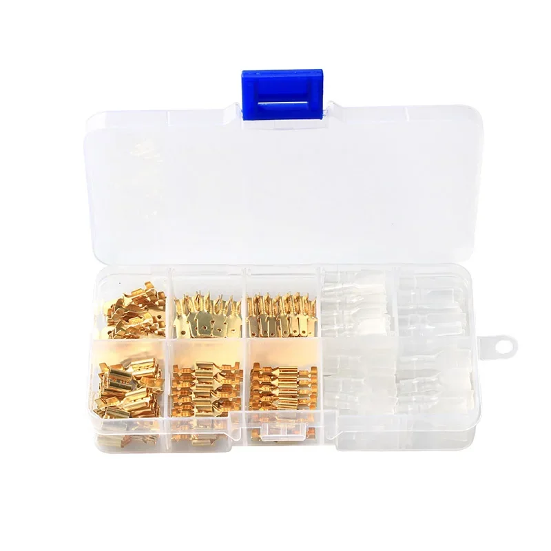 180PCS Male and Female Wire Spade Connector Insulating Sleeve Terminal Assortment Kit for Car Audio Speaker 2.8mm 4.8mm 6.3mm