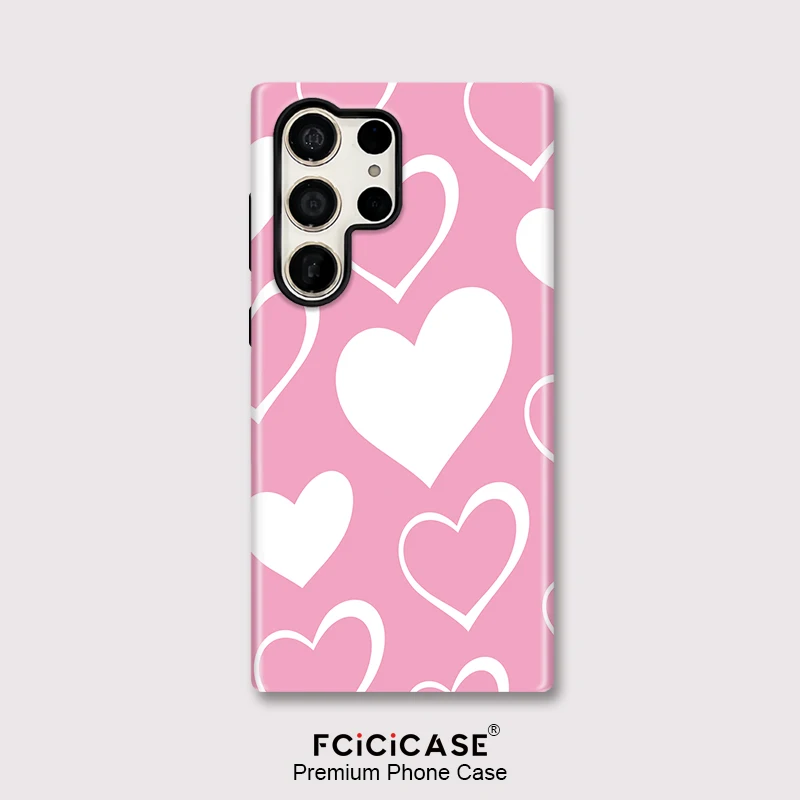 Fcicicase For Samsung Galaxy S25 Plus S26 Edge S24 Ultra S20 FE S23 A56 A16 A26 A36 Love Heart Phone Case Shockproof Cover