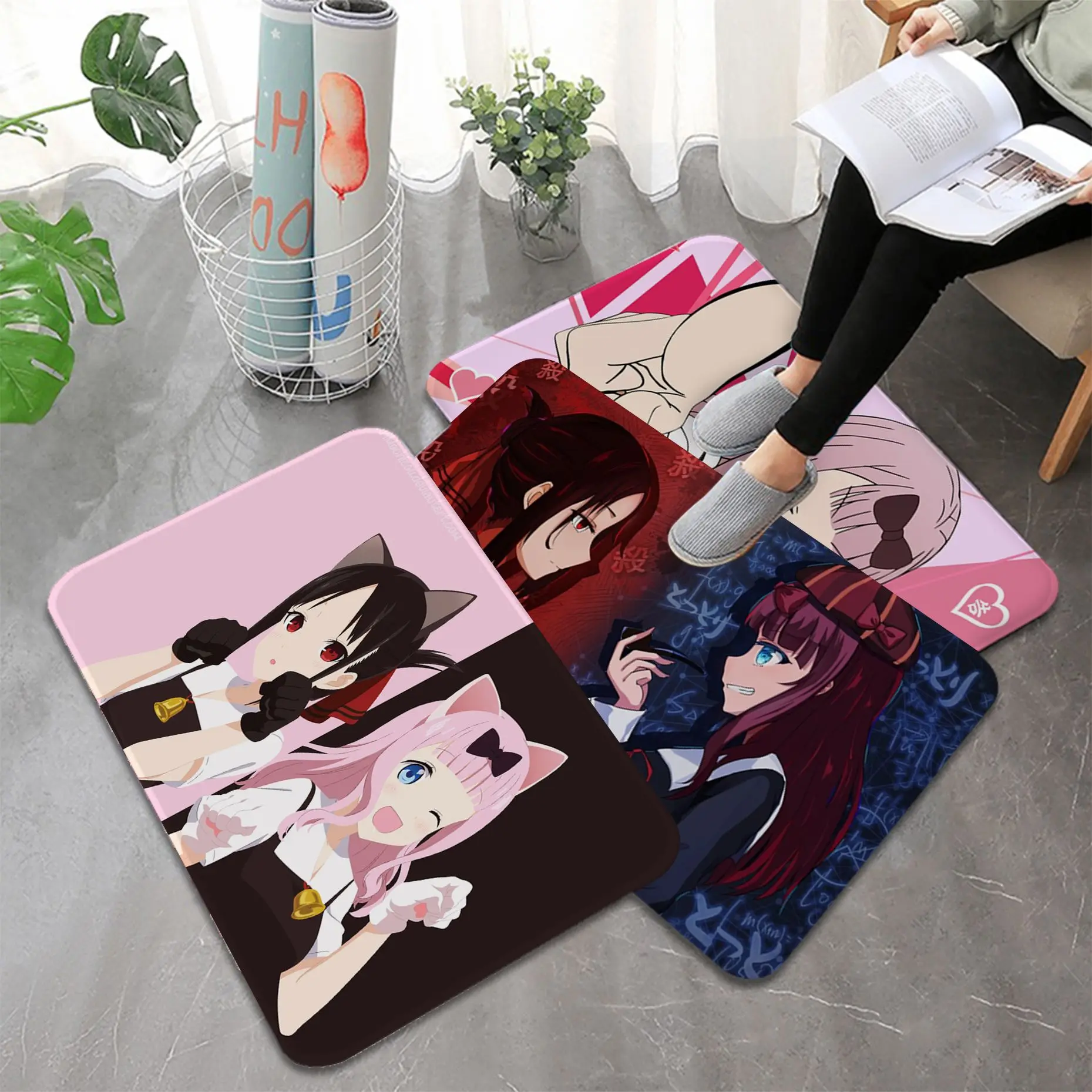 Kaguya Sama Love Is War Door Mat INS Style Soft Bedroom Floor House Laundry Room Mat Anti-skid Doormat Area Rug