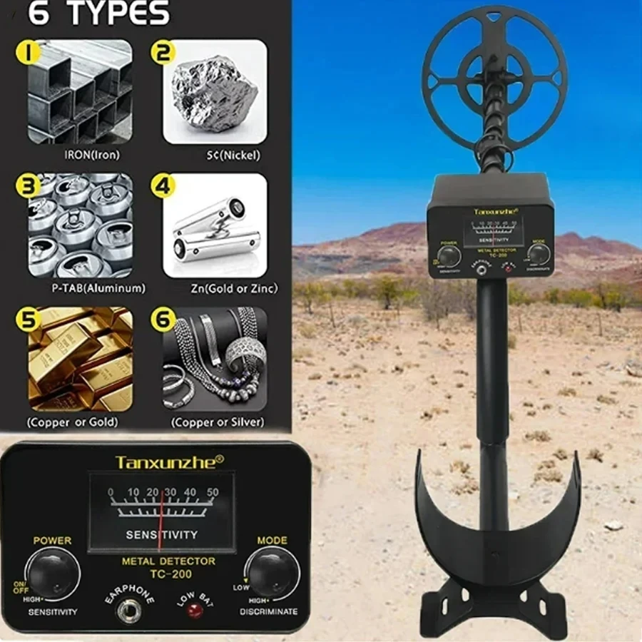 Tanxunzhe TC-200 Outdoors Metal Detector Underground Wire Iron Metal Gold Detector Adjustable Tracker for Treasure Search