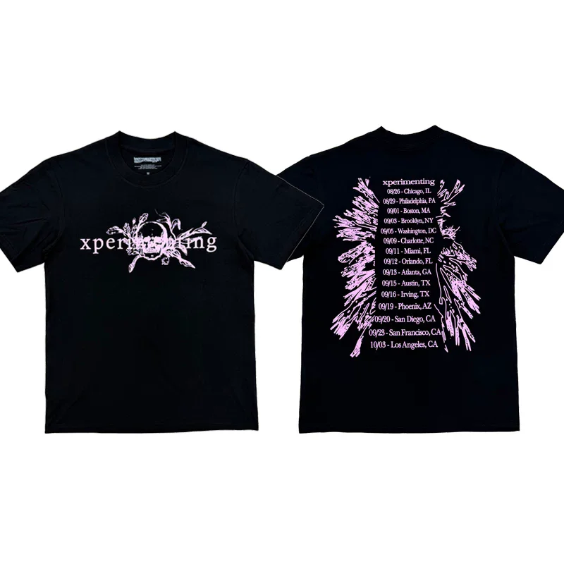 New Men Ken Carson Xperiment Tour Floral T Shirts T-Shirt Hip Hop Skateboard Street Cotton T-Shirts Tee Top US size e95