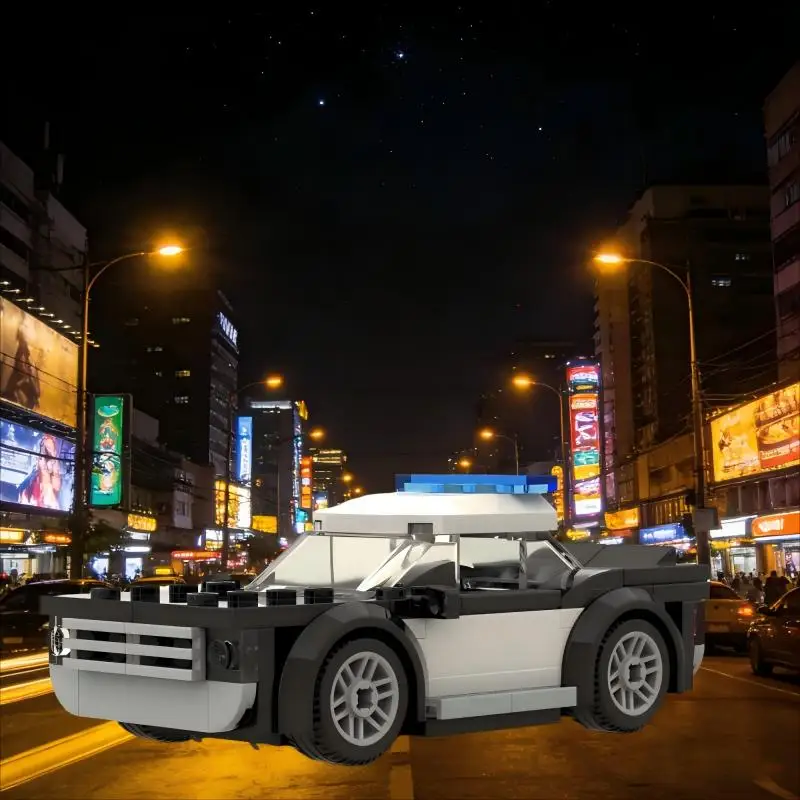 

City Cars Model MOC-154873 Retro Police Patrol Car Building Bricks 75PCS Modular Technology Assembly Gifts Toys