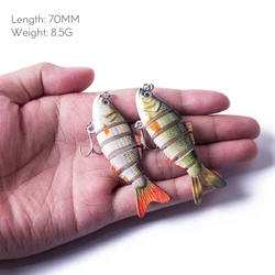 Mini señuelo de pesca Swimbait, 7cm, 8,5g, cebo flotante segmentado, aparejos de pesca para lubina