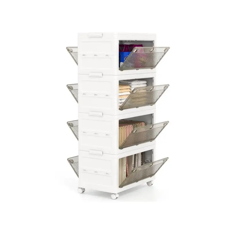 

Stackable Plastic Storage Bins 4-Pack - White Organizer Boxes for Home & Office Storage Solutions