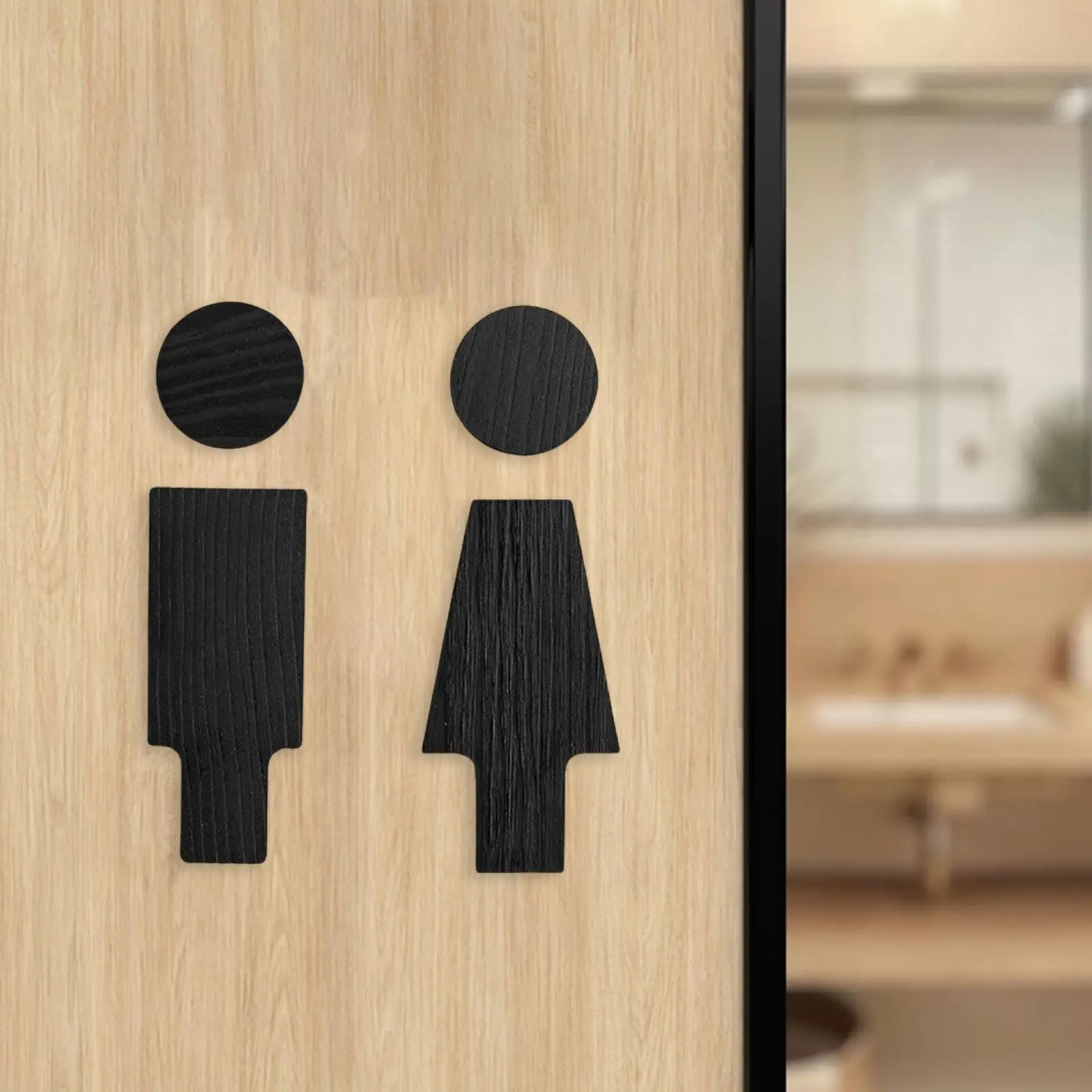 Men and Women Restroom Signages Wooden Lavatory Signboards Stylish with Back