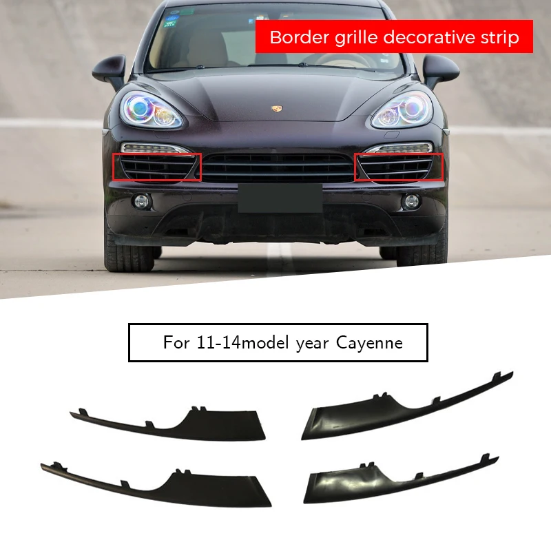 

4pcs front bumper side mesh decorative strip grille frame for Porsche Cayenne 2011-2014 95850568520 95850568620 95850587720