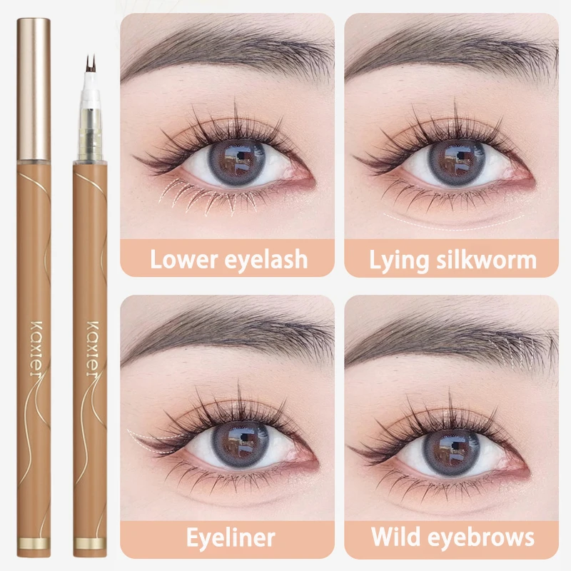 Natural Double Forked Tip Lower Eyelash Pen Ultra-thin Liquid Eyeliner Waterproof Eyelash Brow Eyeliner Pencil Makeup Tools