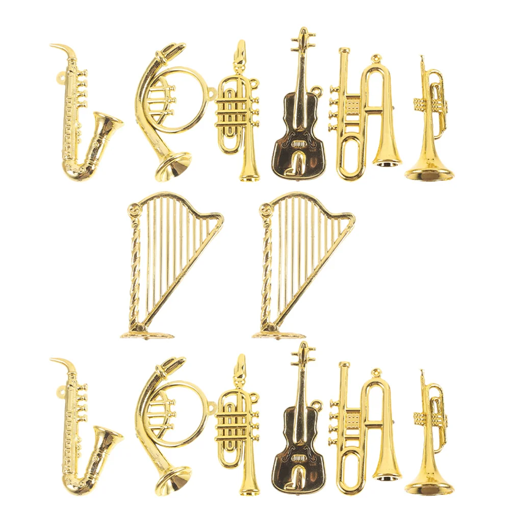 

14 Pcs Mini Musical Instruments Small Resin Plastic Decorative Ornaments DIY Hanging Accessories Lightweight Compact Size Home