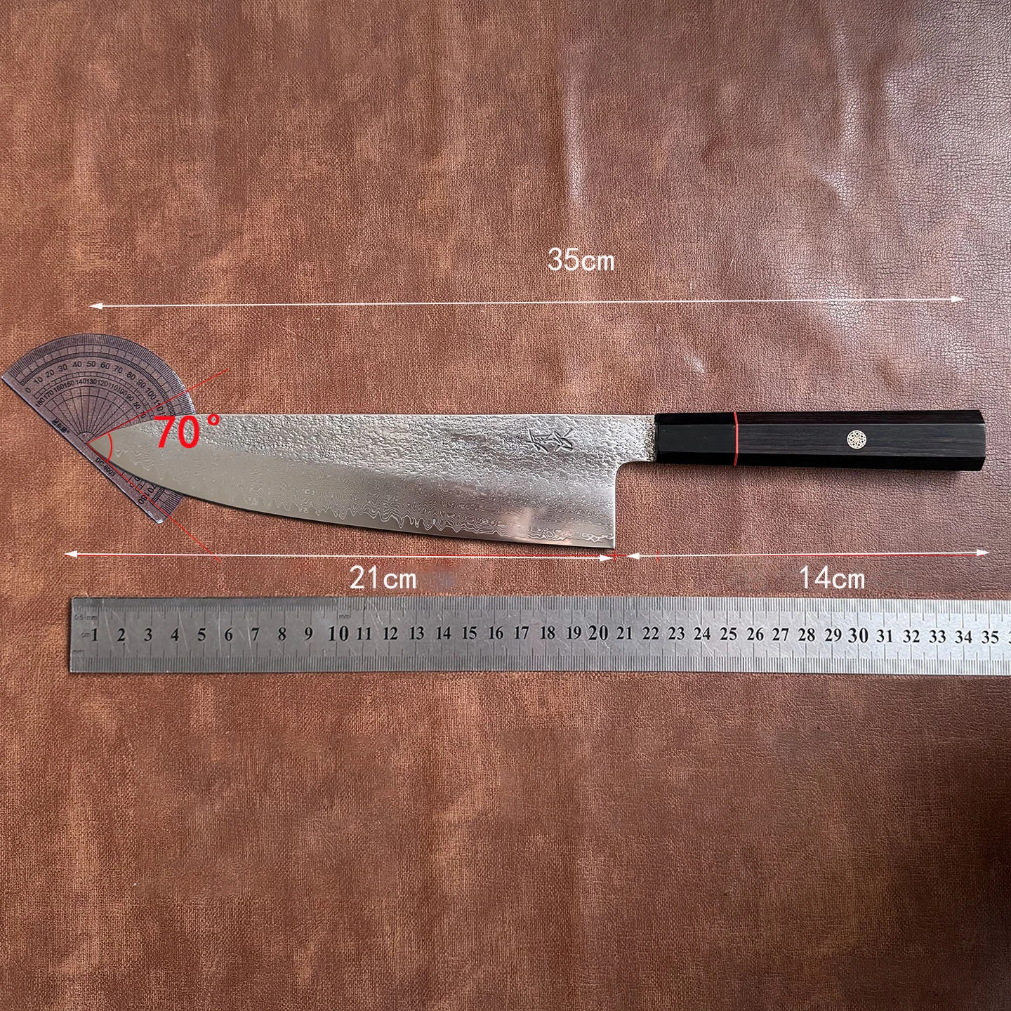 8.3 Inch Chef Knife Damascus Steel VG10 Blade Ebony & Ox Horn Handle Slicing Cleaver Gyutou Handmade Kitchen Knives Customizable
