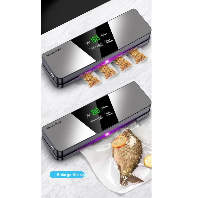 Máquina seladora a vácuo automática ABWM 120W - Sistema multifuncional de preservação de alimentos, plugue americano 110V-220V