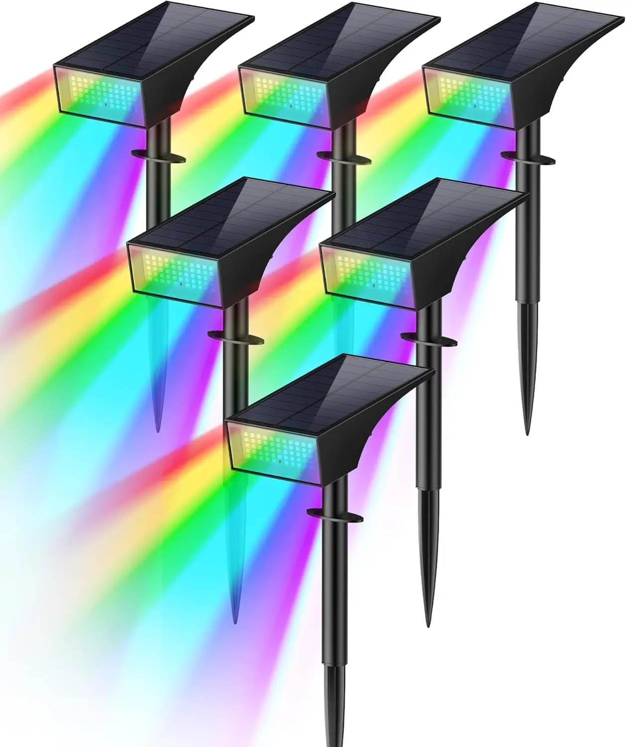 

Solar Lights Outdoor 6 Pack IP65, 9 Light Modes, Auto On/Off, Waterproof Garden Pathway Spotlights RGB