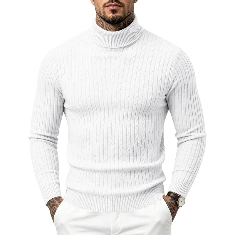 Turtleneck sweater men's autumn and winter turtleneck foreign trade casual fashion simple twist bottoming knitted sweater