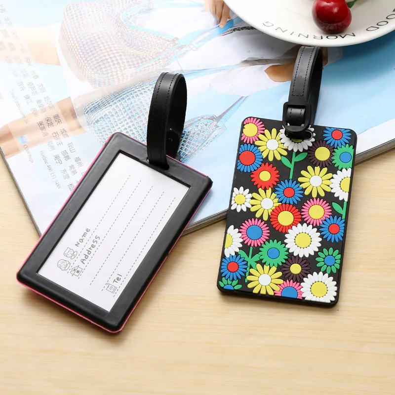 1PCS Geometric Soft Silicone Luggage Tags Suitcase ID Addres Name Holder Baggage Tag Label Travel Accessories Luggage Tags