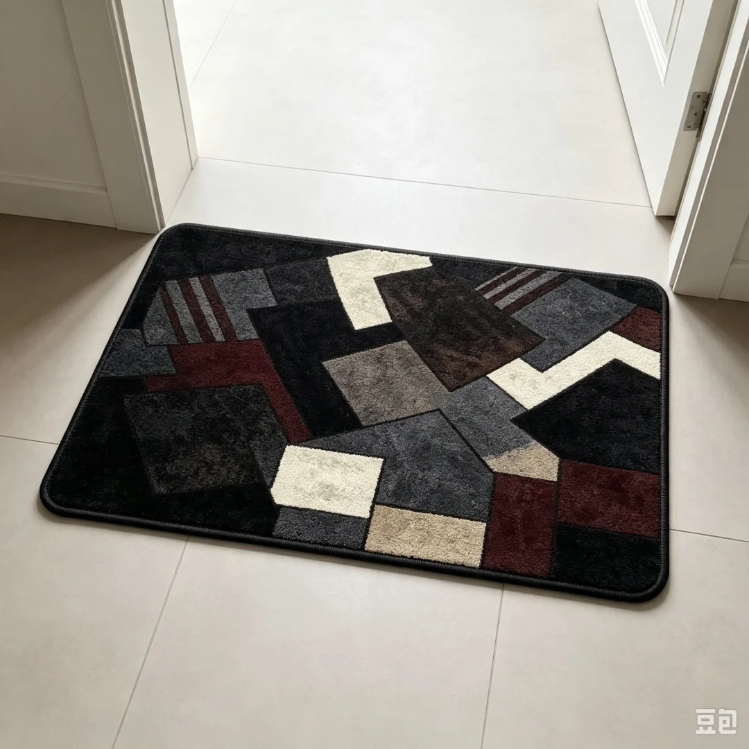 Modern Geometric Patchwork Door Mat Abstract Block Print Indoor Entrance Doormat Home Front Door Entryway Floor Decor Rug