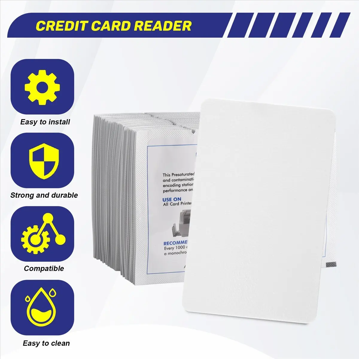 Latest ABBQ-CR80 Card Reader Cleaning Cards, 50PCS Dual Side Card Reader Cleaner, POS Swipe Terminal Cleaning Cards