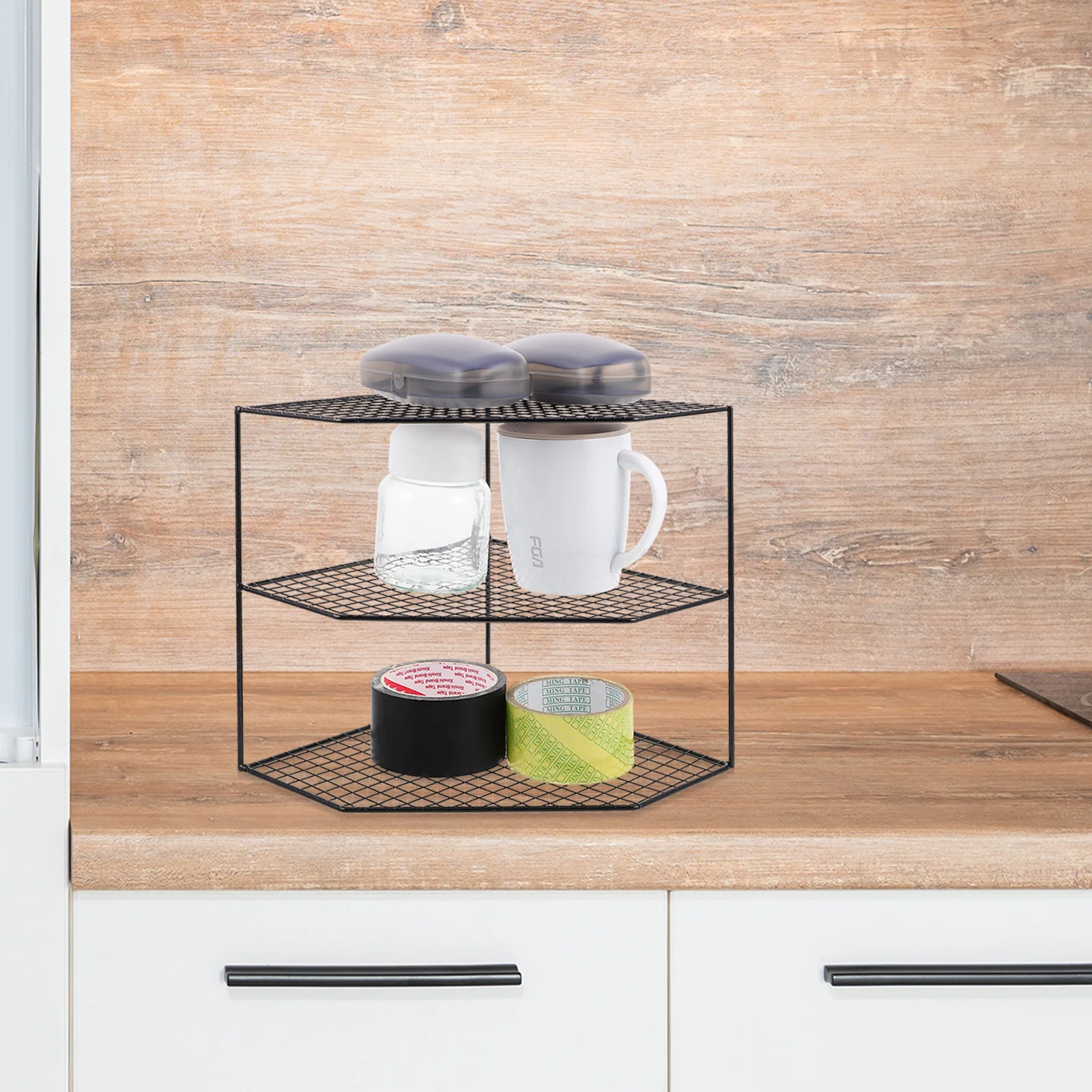 

Kitchen Countertop Organizer Multifunctional Corner Shelf Spice Rack Pot Storage Bathroom Cabinet Storage Rack Kitchen