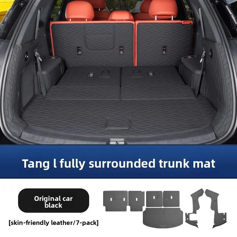 For BYD Sealion 8 Tang L DMi/EV Car Trunk Mats Waterproof Boot Carpets Full Surrounded Leather Trunk Protective Pad Cargo Liner