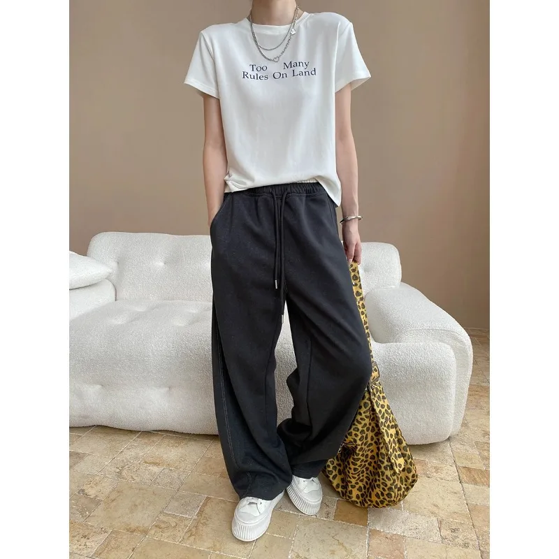 Pant Women Wide Leg Long Pants High Waist Straight Trousers Streetwear Elegant Tracksuit Thick Work Casual Capris Autumn Winter