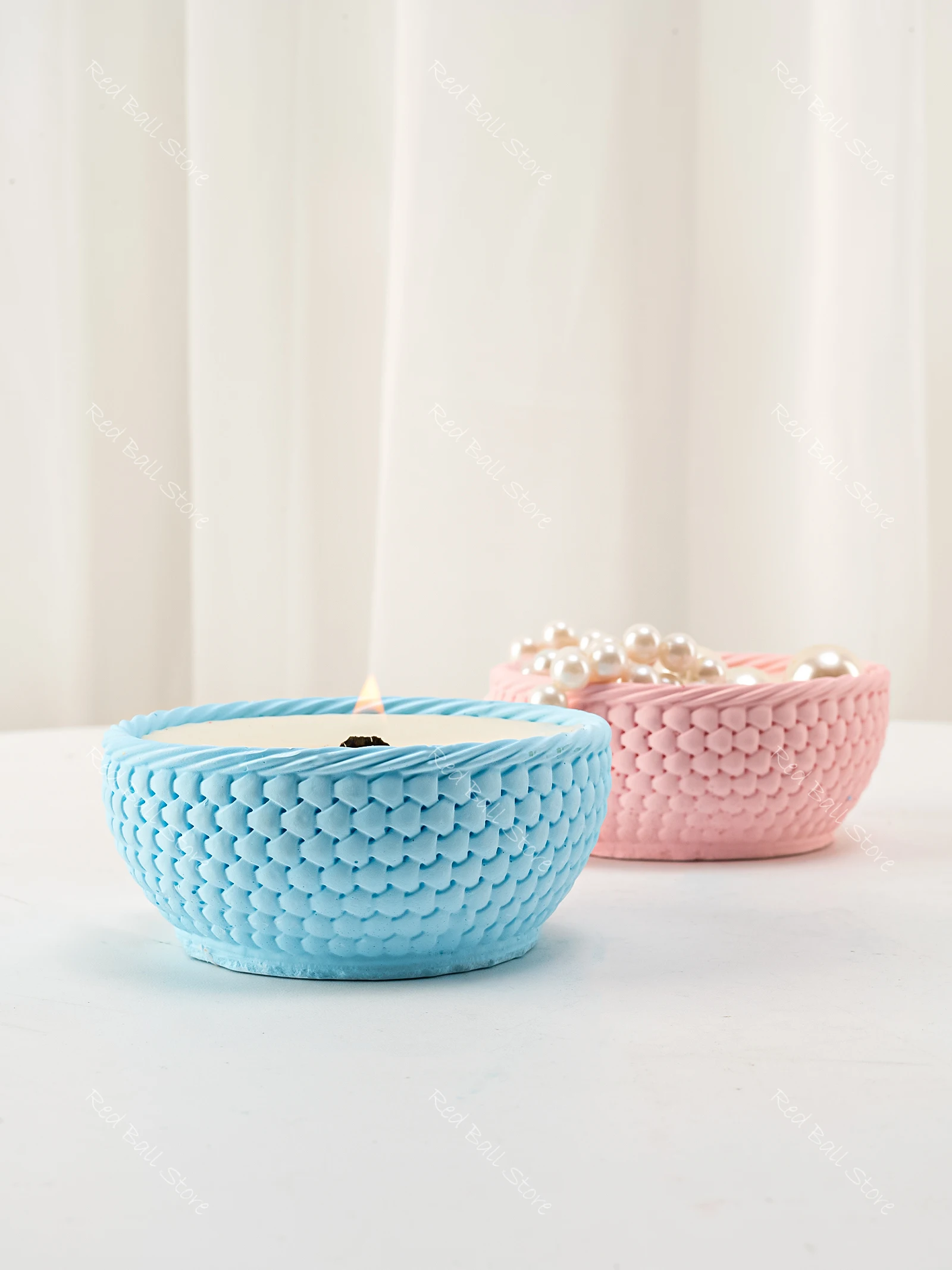 3D Woven Basket Flowerpot Molds DIY Concrete Candle Cup Storage Tank Silicone Mold Wave Vase Plaster Bowl Clay Mold Home Decor