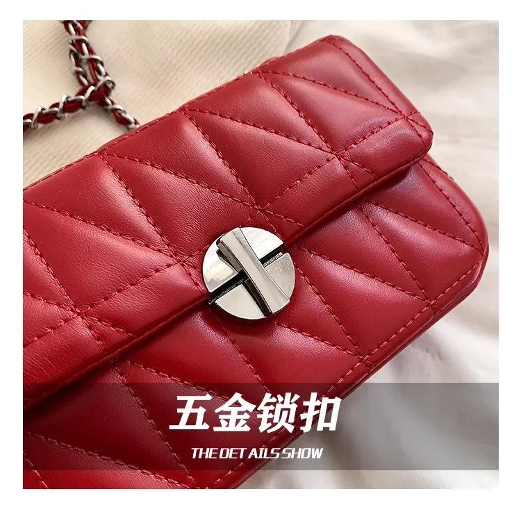 Bag for Women Korean Fashion Chain Small Square Bag High Quality PU Leather Purse and Handbag Full Match Crossbody Bags Bolsos