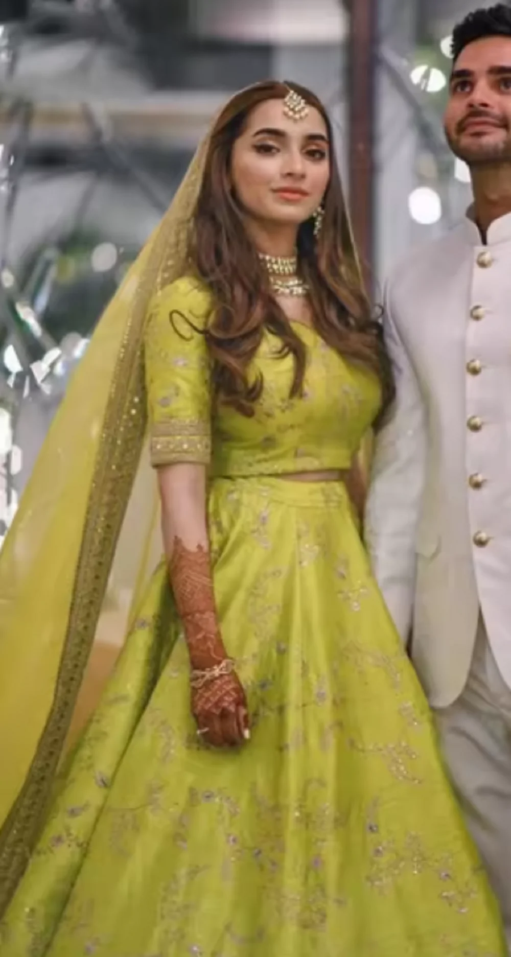 Vestido 2 En 1Green Indian Wedding Dresses lemon Appliques Beaded Arabic Dubai Bridal Gowns Robe De Soirée De Mariage customsize