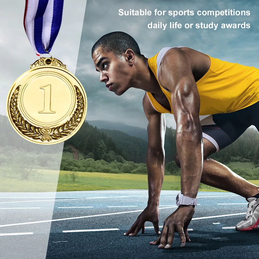 30pcs 2inch 1st 2nd 3rd Prize Medal with Neck Ribbon Gold Silver Bronze Prize Round Metal Medal for Kids  Sports Meeting