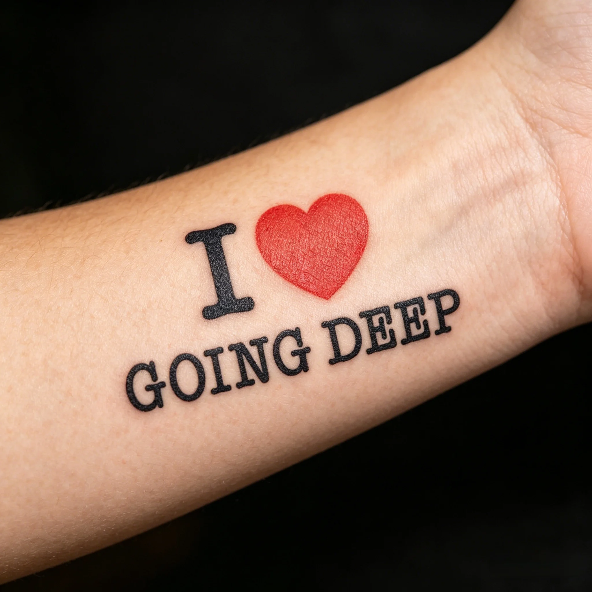 Adult Temporary Tattoo 'I Love Going Deep' for Lovers Body Art Fun Fashionable Durable Decal
