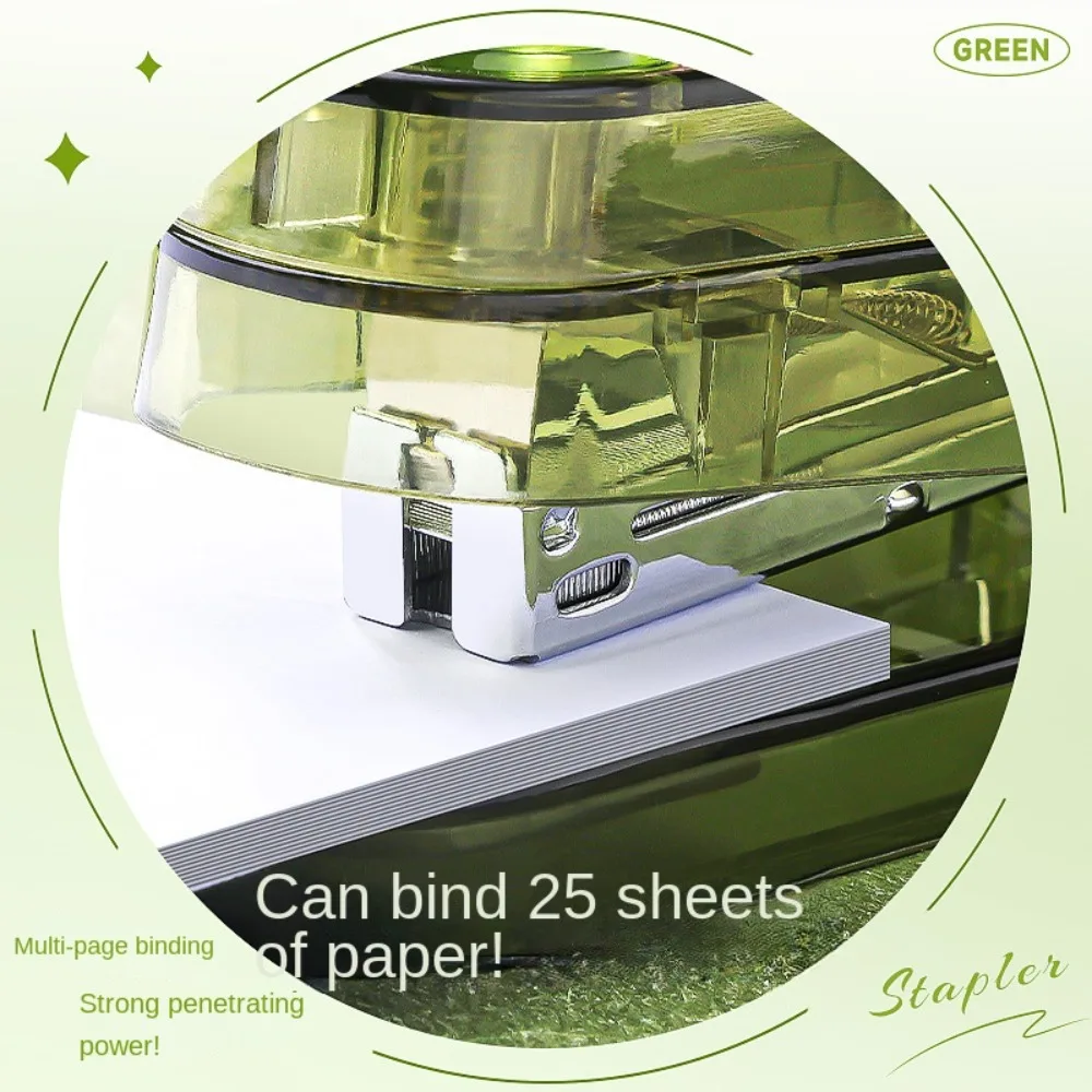 Manual 360° Rotatable Stapler Lightweight Plastic Transparent Stapler Bookbinding Tool Creative Paper Stapler Office Supplies