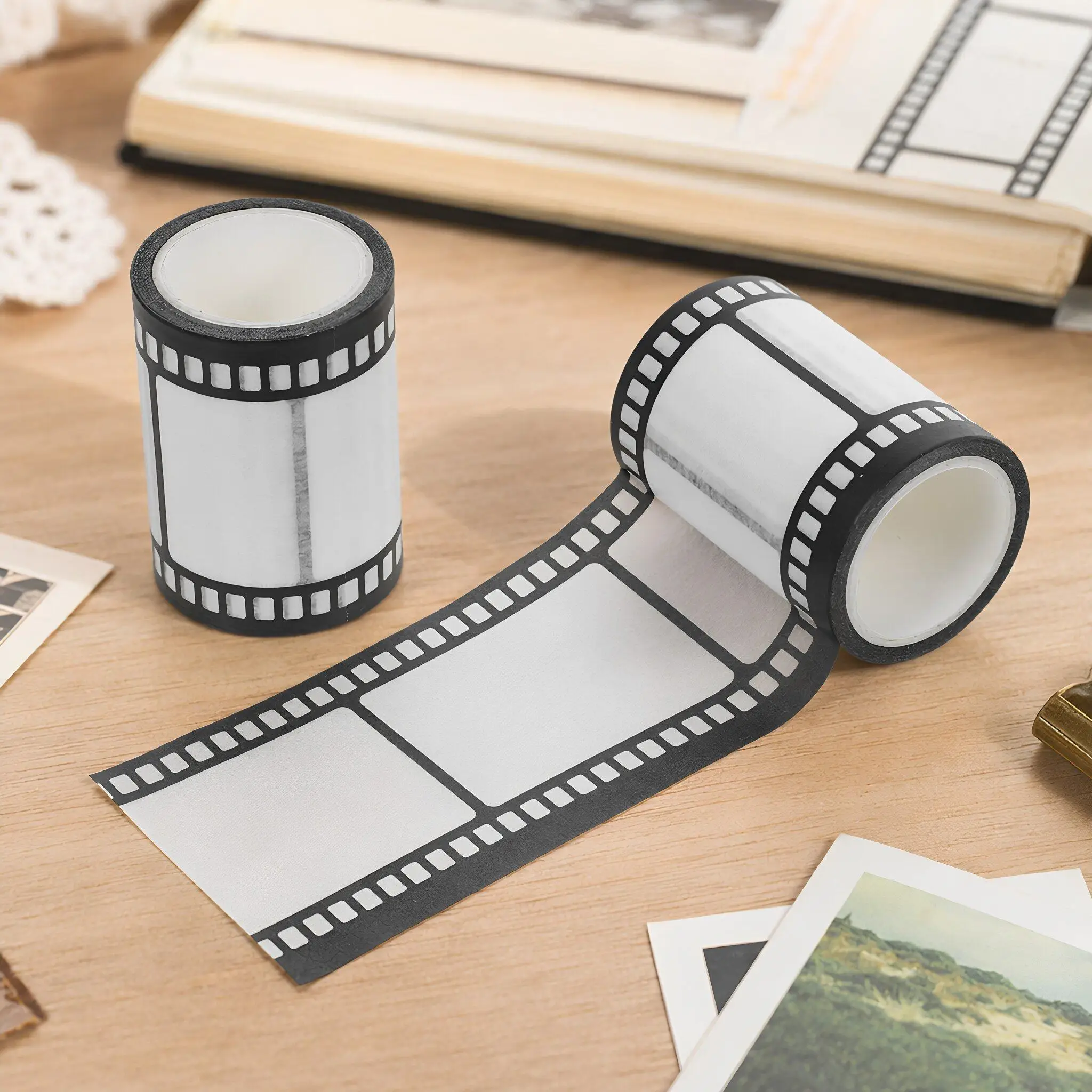2 Pcs Film Strip Border Tapes Film Stickers Decorative Journal Tape Bulletin Board Border Filmstrip Decoration Themed Party