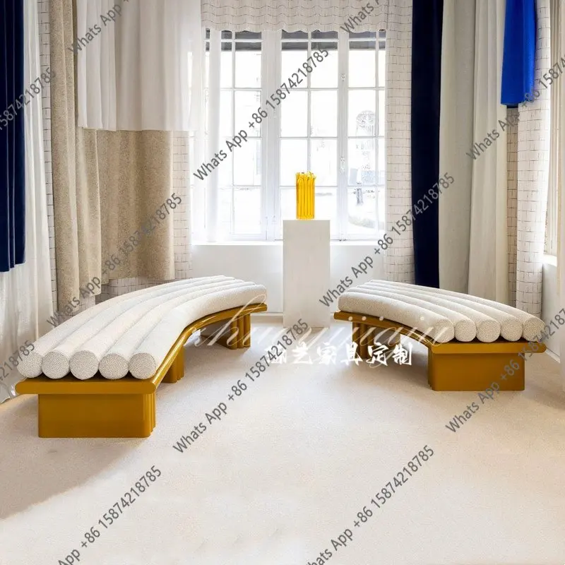 

Nordic modern designer creative special-shaped sofa stool living room curved bench clothing store bench