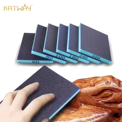 KATWAY 6PCS Washable and Reusable Sanding Sponge 60-320 Grit Wet Dry Sanding Blocks Metal Wood Polishing Abrasive Tool l HH-AA96