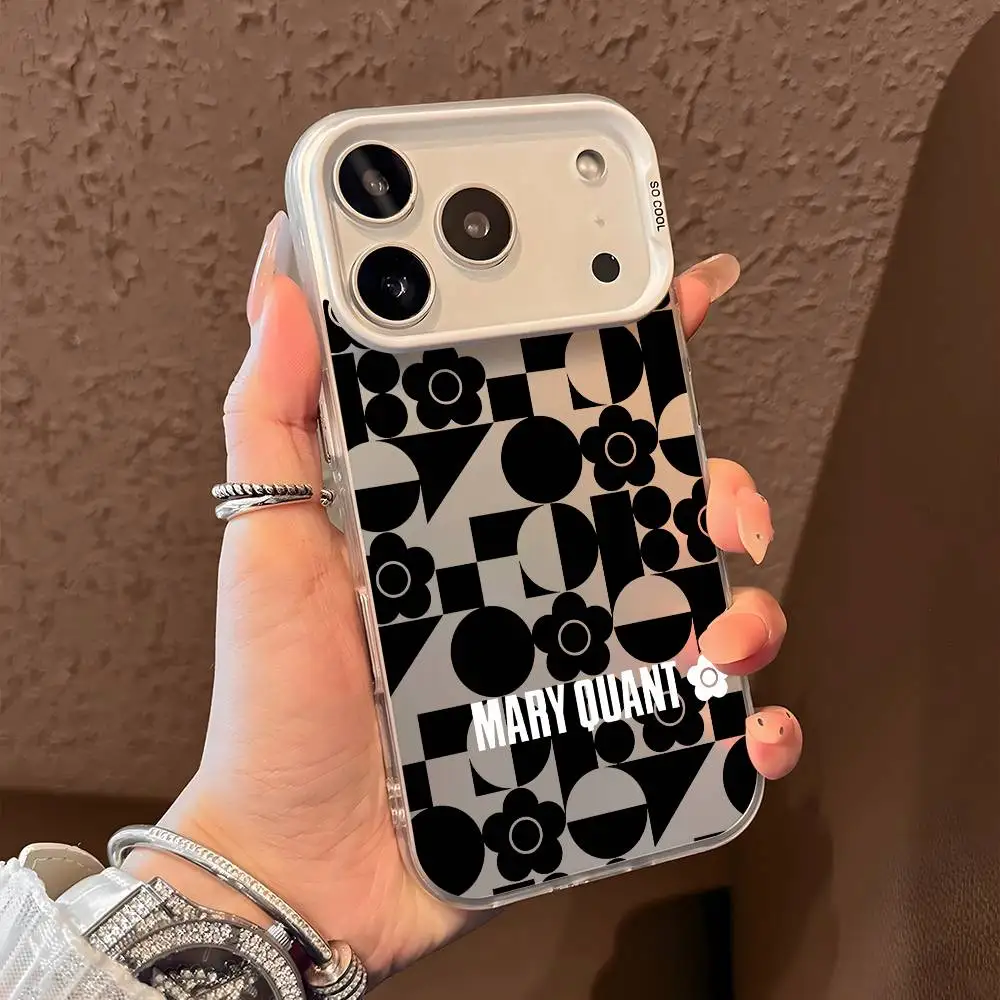 INS M-Mary Q-Quant جراب هاتف آيفون 17 16 15 14 13 12 11 برو ماكس الهواء متعدد الألوان ماتي ليزر معدني أورورا فوندا #2
