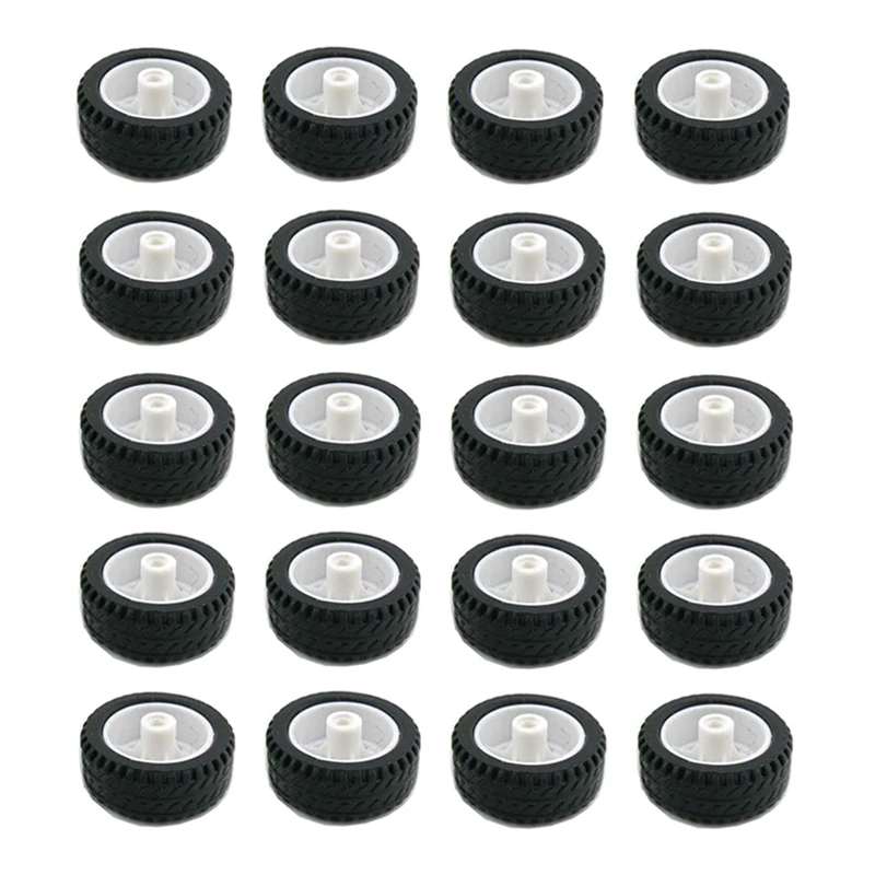 20pcs Mini Car Wheels 20mm*8mm Small Rubber Tires with 1.9mm Shaft Hole for DIY Toys RC Model Assembly Accessories