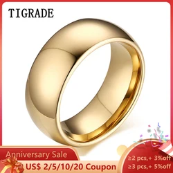 Tigrade Domed Men Tungsten Ring Rose Gold, Gold,Silver Color Polished Pure Carbide Ring Unisex Wedding Band Engagement Jewelry