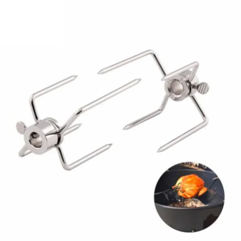 Portable BBQ Rotisserie Forks Stainless Steel Spit BBQ Forks Charcoal Chicken Grill Roast Meat BBQ Fork Tool High Quality