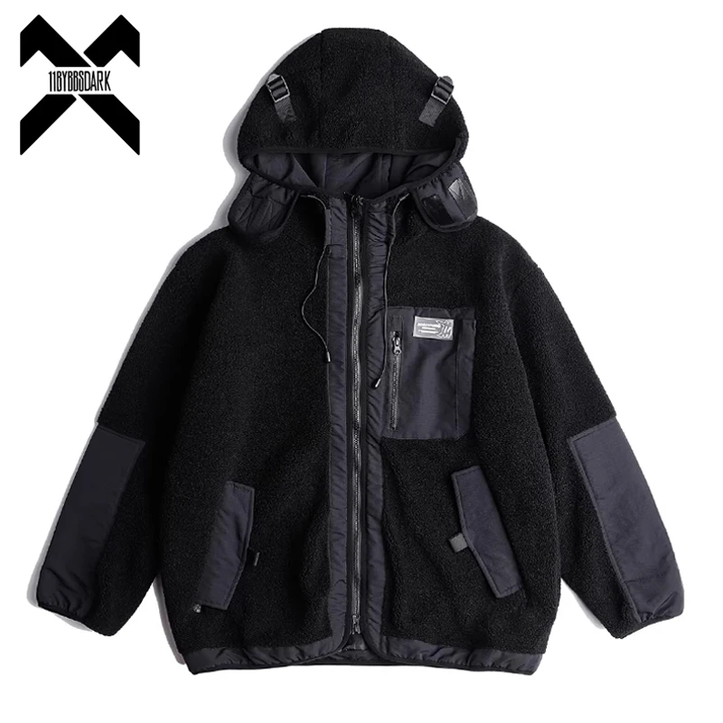 

Унисекс флисовая куртка с капюшоном Techwear Мужская зимняя функциональная лоскутная теплая утепленная куртка большого размера повседневная стеганая парка